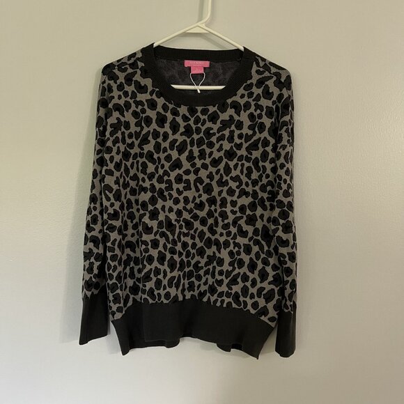 Isaac Mizrahi Sweaters - Isaac Mizrahi Sweater Large Grey Black Leopard Crew Neck Pullover Chic Modern